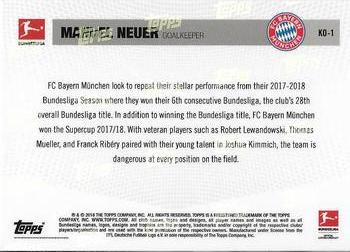 2018 Topps Now Road to Kickoff: FC Bayern Munchen #KO-1 Manuel Neuer Back