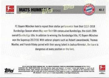 2018 Topps Now Road to Kickoff: FC Bayern Munchen #KO-2 Mats Hummels Back