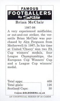 2001 Golden Era Famous Footballers by Stubbs Manchester United #NNO Brian McClair Back