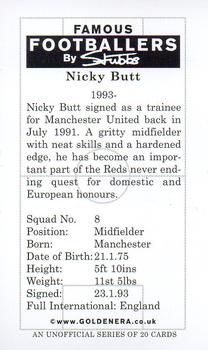 2001 Golden Era Famous Footballers by Stubbs Manchester United #NNO Nicky Butt Back