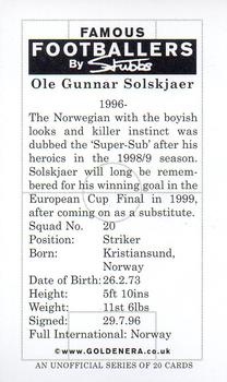 2001 Golden Era Famous Footballers by Stubbs Manchester United #NNO Ole Gunnar Solskjaer Back