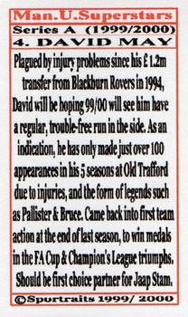 2000 Sportraits Manchester United Superstars #4 David May Back
