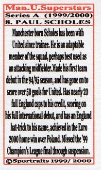 2000 Sportraits Manchester United Superstars #8 Paul Scholes Back