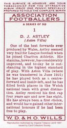 1997 Card Collectors 1935 Wills's Association Footballers (Reprint) #1 Dai Astley Back