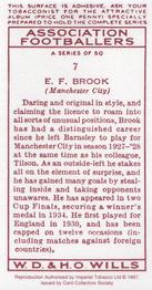 1997 Card Collectors 1935 Wills's Association Footballers (Reprint) #7 Eric Brook Back