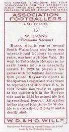 1997 Card Collectors 1935 Wills's Association Footballers (Reprint) #13 Willie Evans Back
