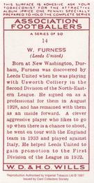 1997 Card Collectors 1935 Wills's Association Footballers (Reprint) #14 Billy Furness Back