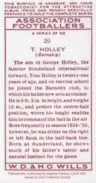 1997 Card Collectors 1935 Wills's Association Footballers (Reprint) #20 Tom Holley Back