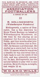 1997 Card Collectors 1935 Wills's Association Footballers (Reprint) #22 Reg Hollingworth Back