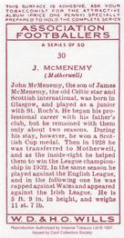 1997 Card Collectors 1935 Wills's Association Footballers (Reprint) #30 John McMenemy Back