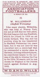 1997 Card Collectors 1935 Wills's Association Footballers (Reprint) #31 Walter Millership Back