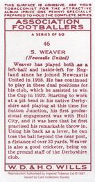 1997 Card Collectors 1935 Wills's Association Footballers (Reprint) #46 Sam Weaver Back