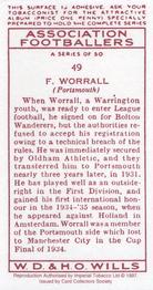 1997 Card Collectors 1935 Wills's Association Footballers (Reprint) #49 Fred Worrall Back