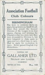 1910 Gallaher Association Football Club Colours #10 Billy Beer Back