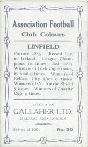 1910 Gallaher Association Football Club Colours #50 Johnny Darling Back