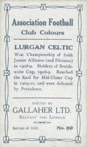 1910 Gallaher Association Football Club Colours #89 W. Birch Back