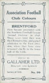 1910 Gallaher Association Football Club Colours #99 Dusty Rhodes Back