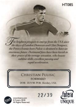 2018 Futera Unique Premium - Heritage Silver #HT085 Christian Pulisic Back