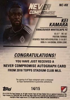 2018 Stadium Club MLS - Never Compromise Autographs #NC-KK Kei Kamara Back