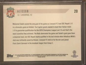 2018-19 Topps Now UEFA Champions League #20 Alisson Back