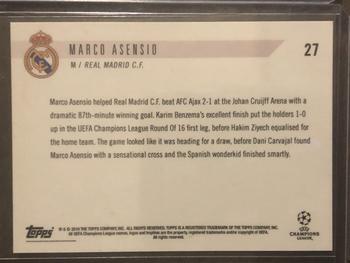 2018-19 Topps Now UEFA Champions League #27 Marco Asensio Back
