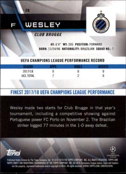 2018-19 Finest UEFA Champions League #28 Wesley Back