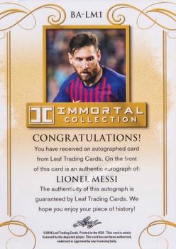 2018 Leaf Soccer Immortal Collection - Autographs #BA-LM1 Lionel Messi Back