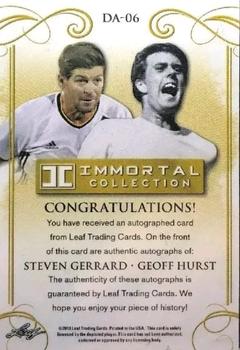 2018 Leaf Soccer Immortal Collection - Dual Autographs Blue #DA-06 Steven Gerrard / Geoff Hurst Back