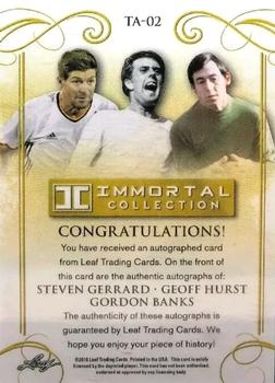 2018 Leaf Soccer Immortal Collection - Triple Autographs Green #TA-02 Steven Gerrard / Geoff Hurst / Gordon Banks Back