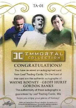 2018 Leaf Soccer Immortal Collection - Triple Autographs Red #TA-01 Wayne Rooney / Geoff Hurst / Gordon Banks Back