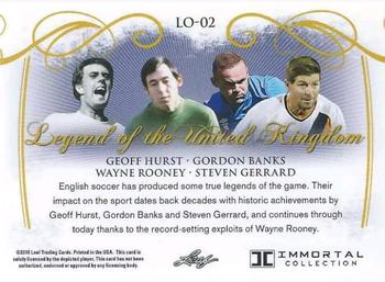 2018 Leaf Soccer Immortal Collection - Legends of the UK #LO-02 Geoff Hurst / Gordon Banks / Wayne Rooney / Steven Gerrard Back