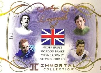 2018 Leaf Soccer Immortal Collection - Legends of the UK Gold #LO-02 Geoff Hurst / Gordon Banks / Wayne Rooney / Steven Gerrard Front