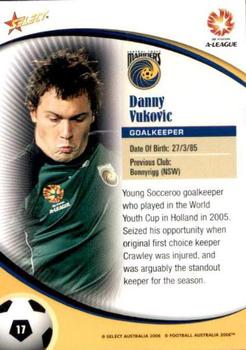 2006 Select A-League #17 Danny Vukovic Back