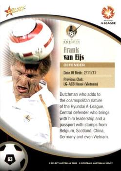 2006 Select A-League #63 Frank Van Eijs Back