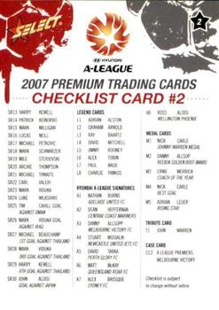 2007 Select A-League #2 Checklist Back