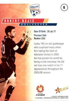 2007 Select A-League #6 Robert Bajic Back