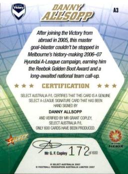 2007 Select A-League - Signatures #A3 Danny Allsopp Back