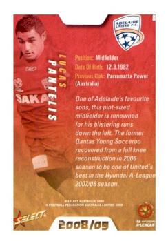 2008-09 Select A-League #8 Lucas Pantelis Back