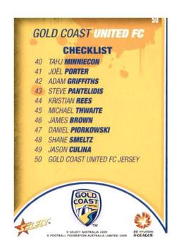 2009-10 Select A-League #50 Gold Coast United Jersey Back