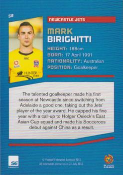 2013-14 SE Products A-League & Socceroos #58 Mark Birighitti Back
