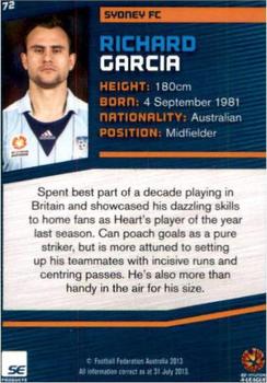 2013-14 SE Products A-League & Socceroos #72 Richard Garcia Back