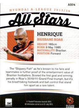 2013-14 SE Products A-League & Socceroos - All Stars #AS04 Henrique Andrade Silva Back