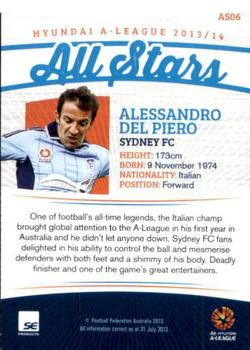 2013-14 SE Products A-League & Socceroos - All Stars #AS06 Alessandro Del Piero Back