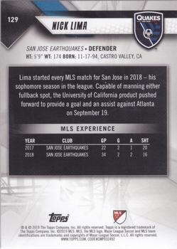 2019 Topps MLS #129 Nick Lima Back
