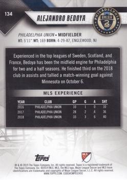 2019 Topps MLS #134 Alejandro Bedoya Back