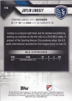 2019 Topps MLS #174 Jaylin Lindsey Back