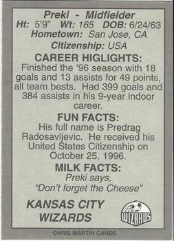 1997 Got Milk Kansas City Wizards #NNO Preki Back