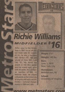 2001 New York/New Jersey MetroStars #19 Richie Williams Back