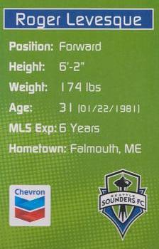 2012  Chevron Oil Seattle Sounders #NNO Roger Levesque Back