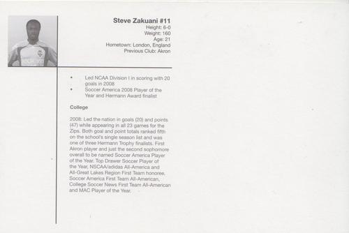 2009 Seattle Sounders Welcome To MLS #NNO Steve Zakuani Back